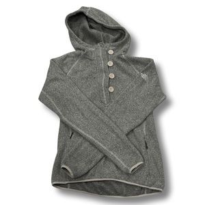 The North Face fleece Tunic size Small grey with cream accent mock neck and hood